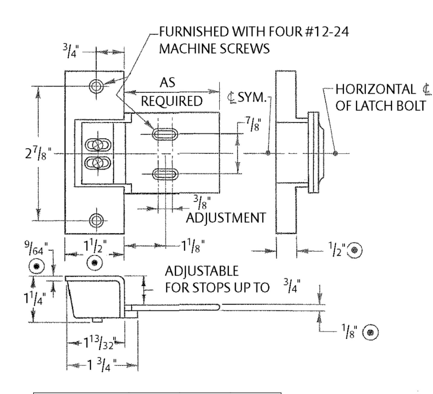 Corbin Russwin PED4200 and PED5200 and SARGENT PE8500 and PE8800 632 and 642 Strikes Template_MEDT71 diagram on page 1