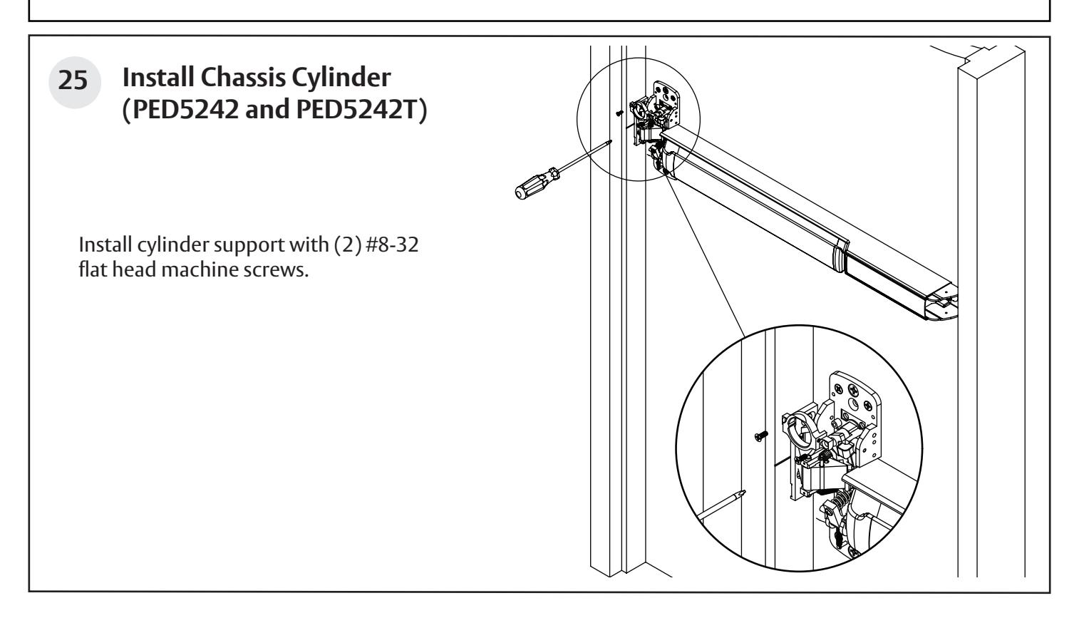 Corbin Russwin PED5000 Series PED5200(A) Wide Stile Rim 10T, 55T, 42, and 42T Functions Installation Instruction…_FM576 diagr