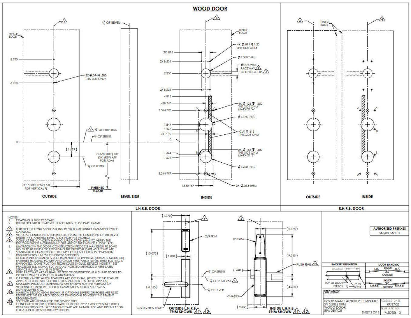 Corbin Russwin PED5200 and SARGENT PE8800 with SN Series Wide Stile Rim for Wood and Metal Doors Narrow and Wide…_MEDT56 diag