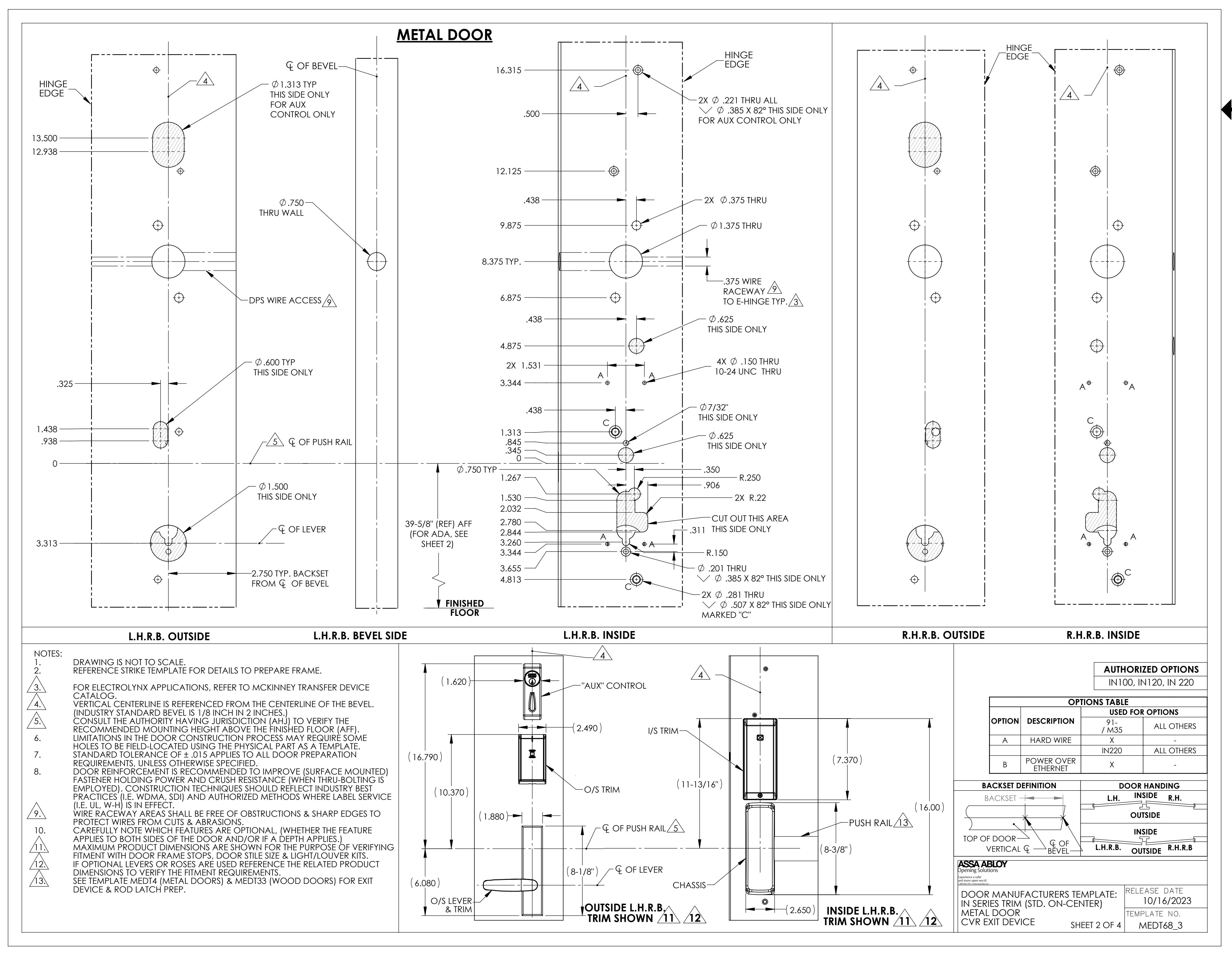 Corbin Russwin PED5800 SARGENT PE8600 Wide Stile CVR with IN100, IN120, and IN220 Series for Wood and Metal Door…_MEDT68 diag