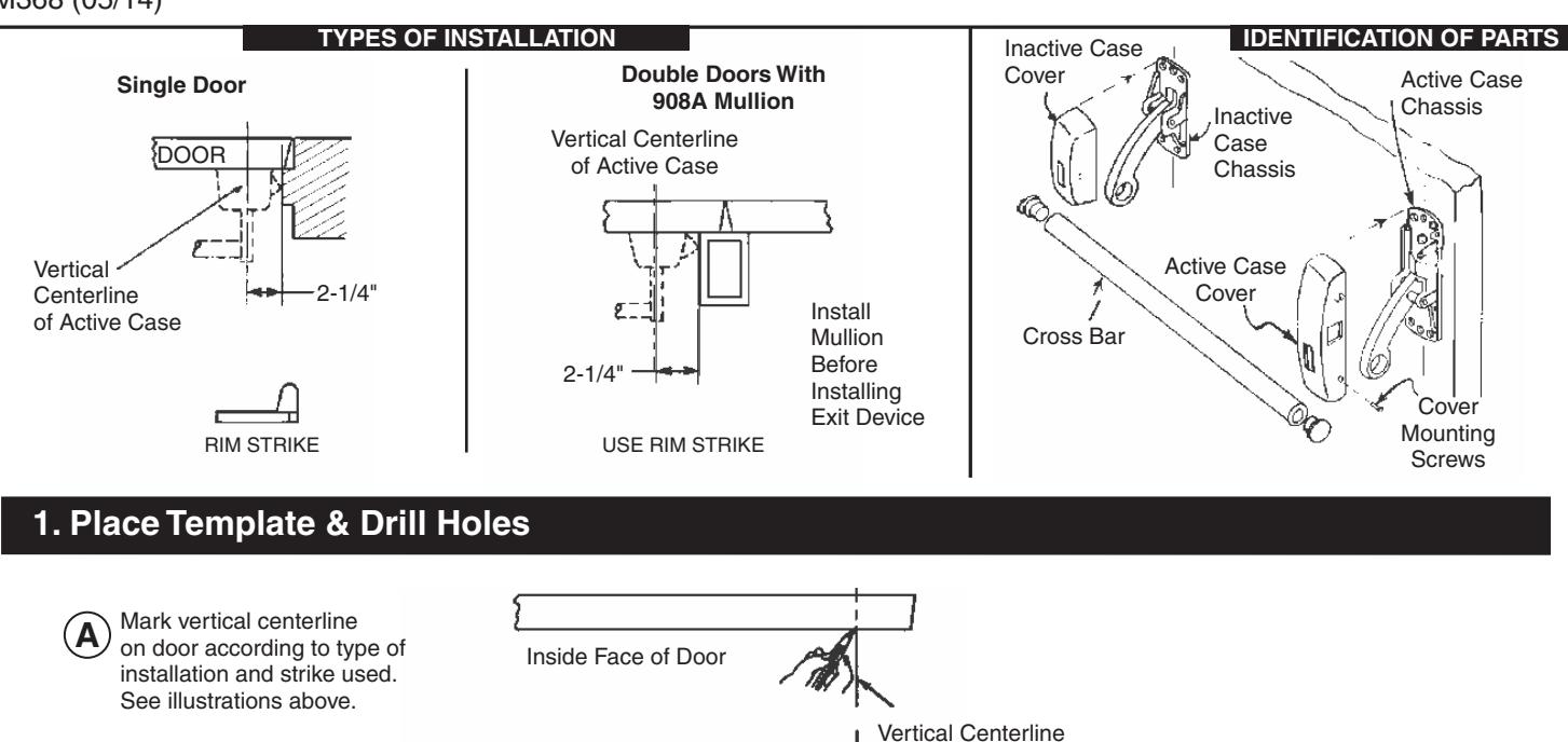 Corbin Russwin Rim Type Exit Device ED3200 Series Installation Instructions diagram on page 1