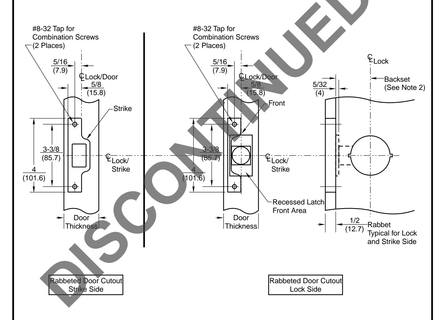 Corbin Russwin SR118 Rabbeted Front and Strike for CL3300 and CL3500 Series Template_T30640 diagram on page 1