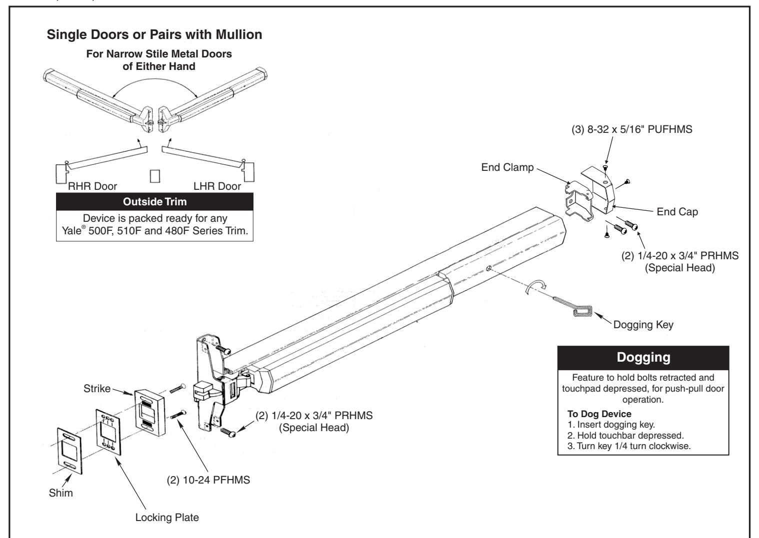 Corbin Russwin Security Deadbolt Rim Exit Device ED4200 Series Installation Instructions diagram on page 1