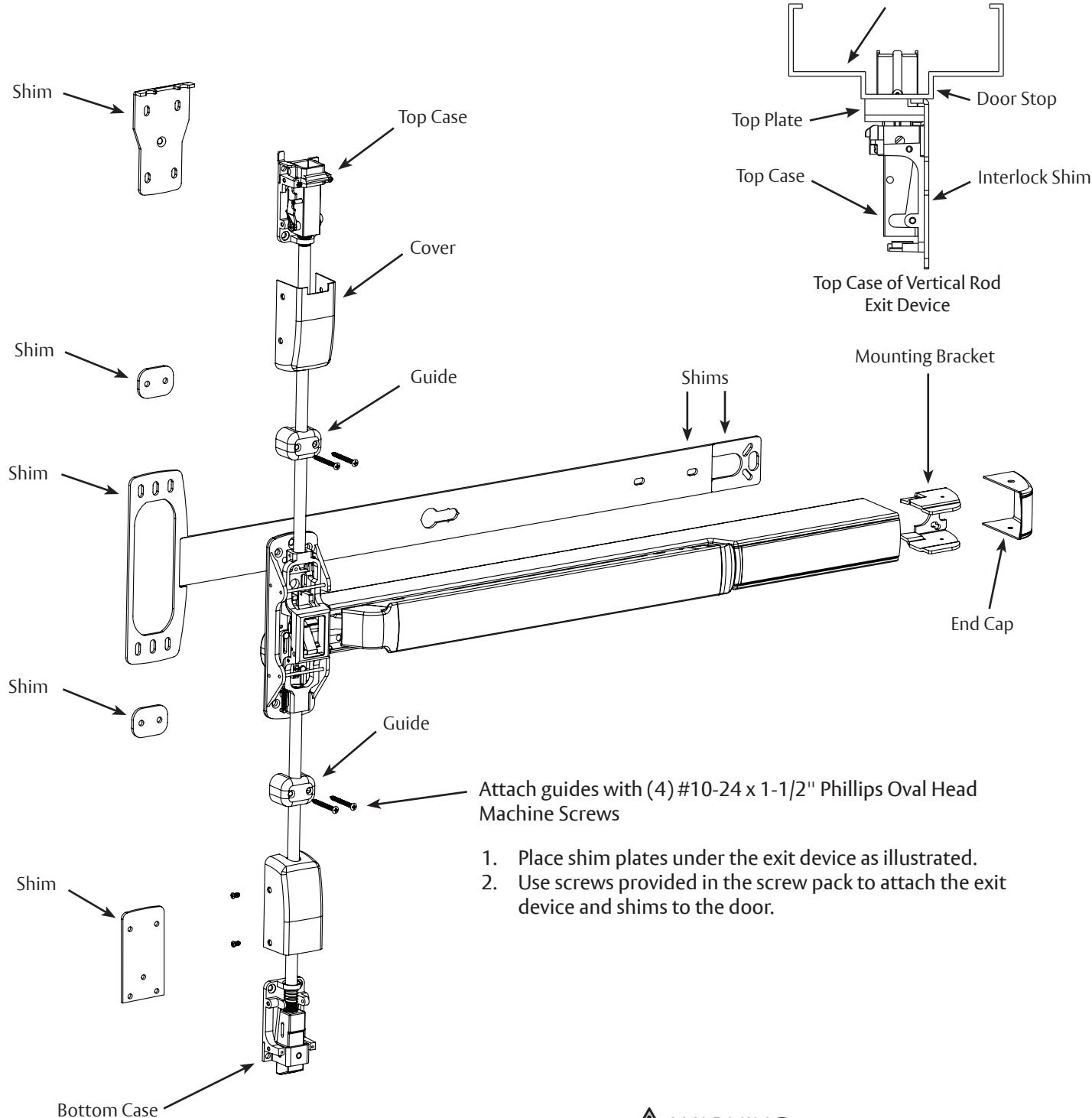 Corbin Russwin Shim Kit for PED5000 Series PED5400 FE Wide Stile Installation Instructions_FM626 image on page 1