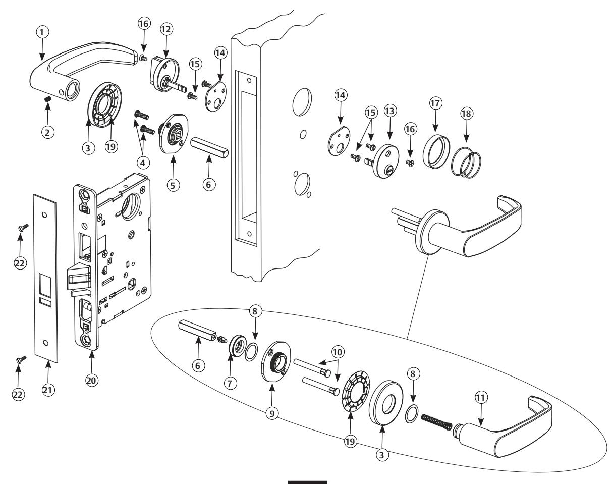 Corbin Russwin Standard Levers for BL6600 and FE6600 Series Multi-Point Locks Installation Instructions_FM468 image on page 3
