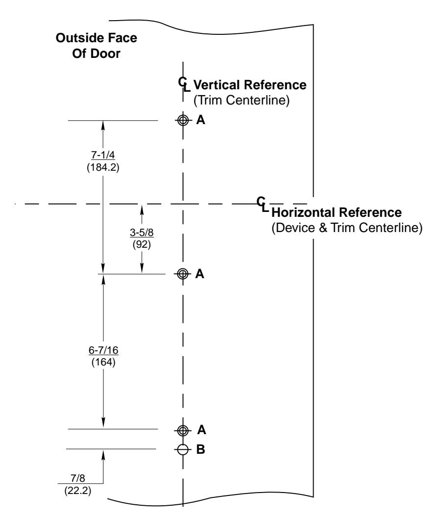 Corbin Russwin T1450 Narrow Escutcheon Trim for ED4200, ED4400, ED4800 Narrow Stile Rim, CVR, SVR Metal Door Tem…_T30816 diag