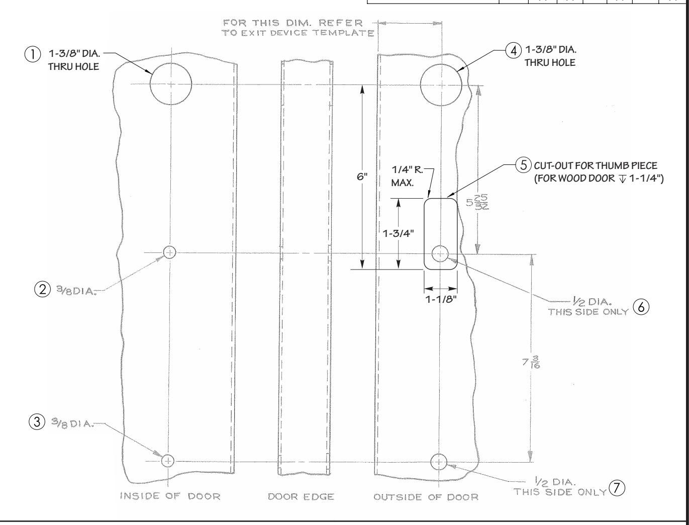 Corbin Russwin T35 Trim for ED3000, PED4000, and PED5000 Series Narrow and Wide Stile Template_T31211 diagram on page 1