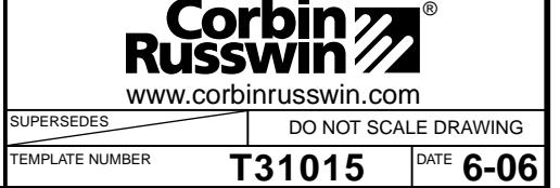 Corbin Russwin TH957 Trim for ED5200, ED5400, ED5800 Wide Stile Rim, CVR, SVR Wood or Composite Door Template_T31015 diagram 