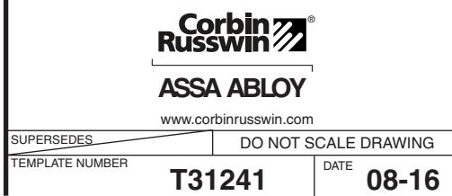 Corbin Russwin Top and Bottom Strikes for MP9800 Series Multi-Point Locks H.M. and Wood Doors Template_T31241 diagram on page