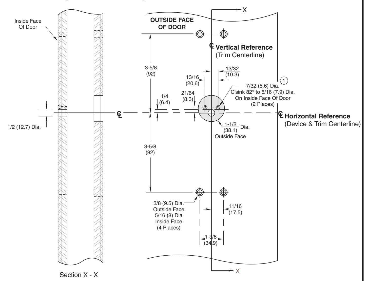 Corbin Russwin VT957 and VTL957 Trim for ED5200, ED5400, ED5800 Wide Stile Rim, SecureBolt, CVR, SVR Metal Door …_T31088 diag