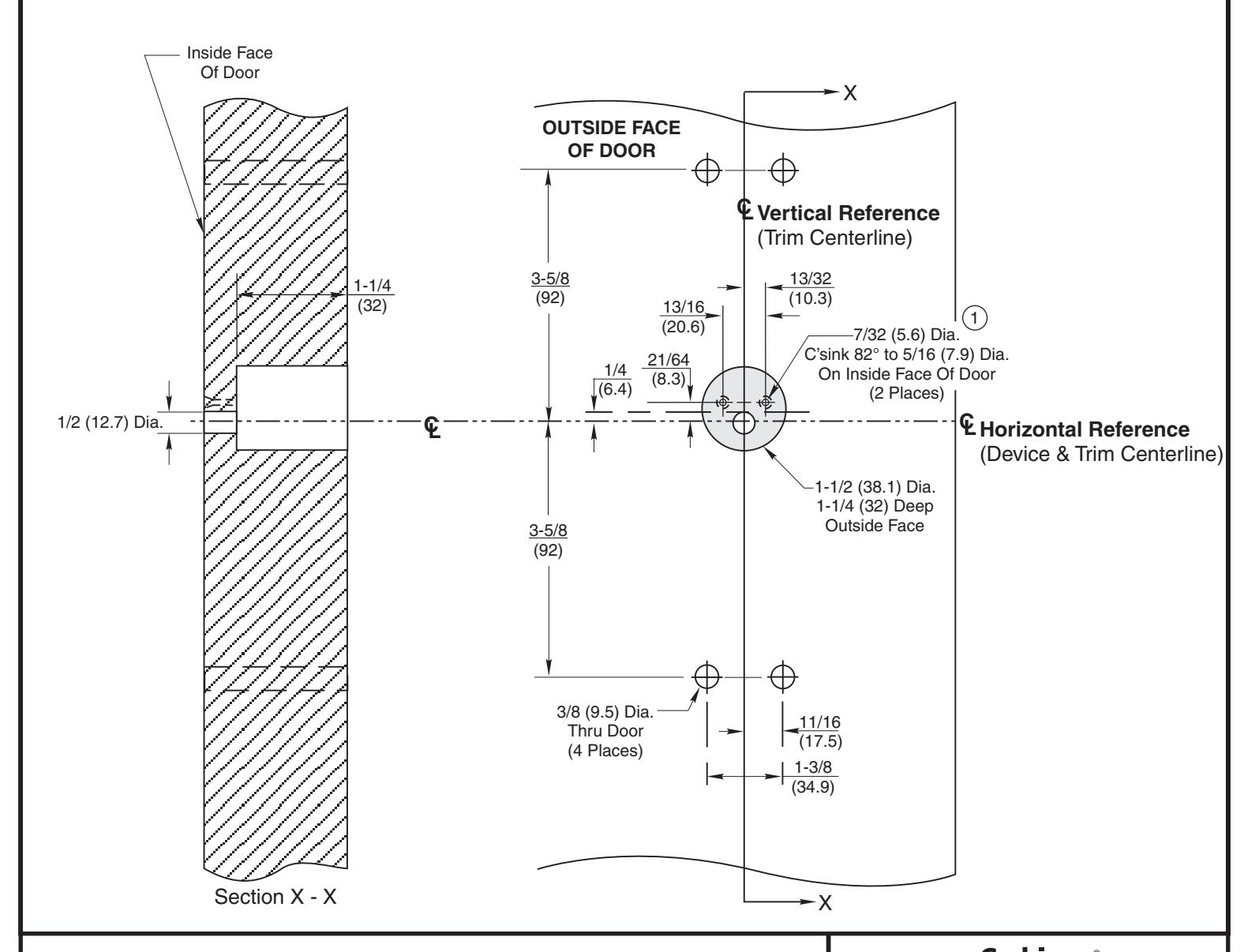 Corbin Russwin VT957 and VTL957 Trim for ED5200, ED5400, ED5800 Wide Stile Rim, SecureBolt, CVR, SVR Wood or Com…_T31089 diag