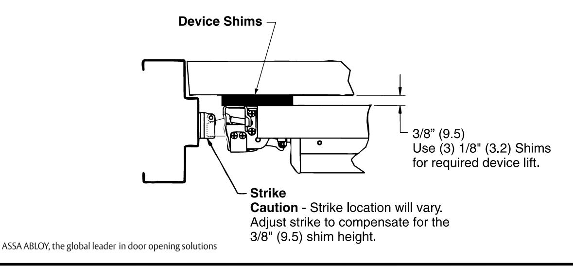 Corbin Russwin Windstorm Exit Device Shim Kit for ED5200 Series Installation Instructions diagram on page 1