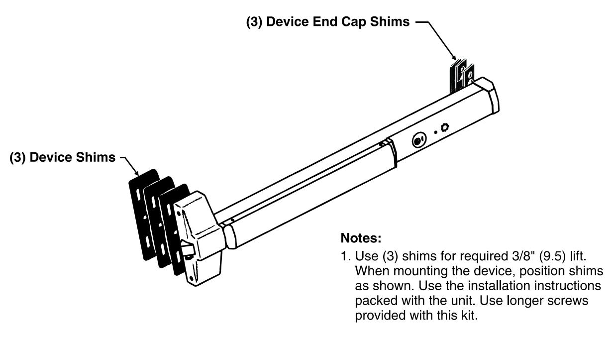 Corbin Russwin Windstorm Exit Device Shim Kit for ED5200 Series Installation Instructions diagram on page 1