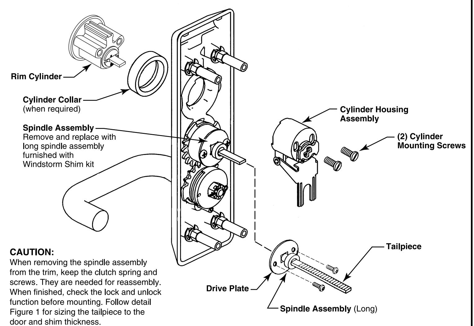 Corbin Russwin Windstorm Exit Device Shim Kit for ED5200 Series Installation Instructions diagram on page 2