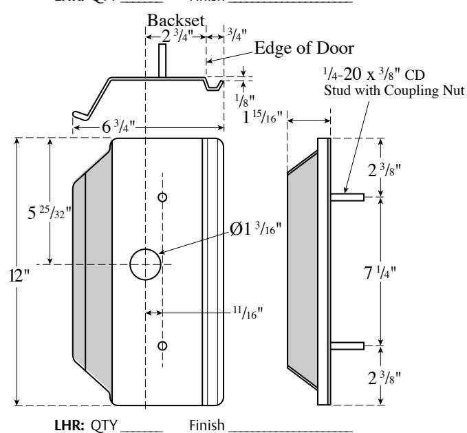 Rockwood VRT24 RT24C for Corbin Russwin ED5200 Series Exit Devices Order Form diagram on page 1