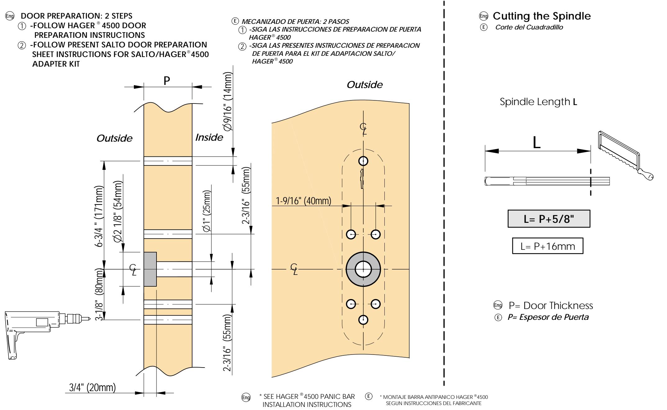 Adapter Kit 4500 Exit Device hager_4500_adapter_kit_kpb47_225369 diagram on page 2
