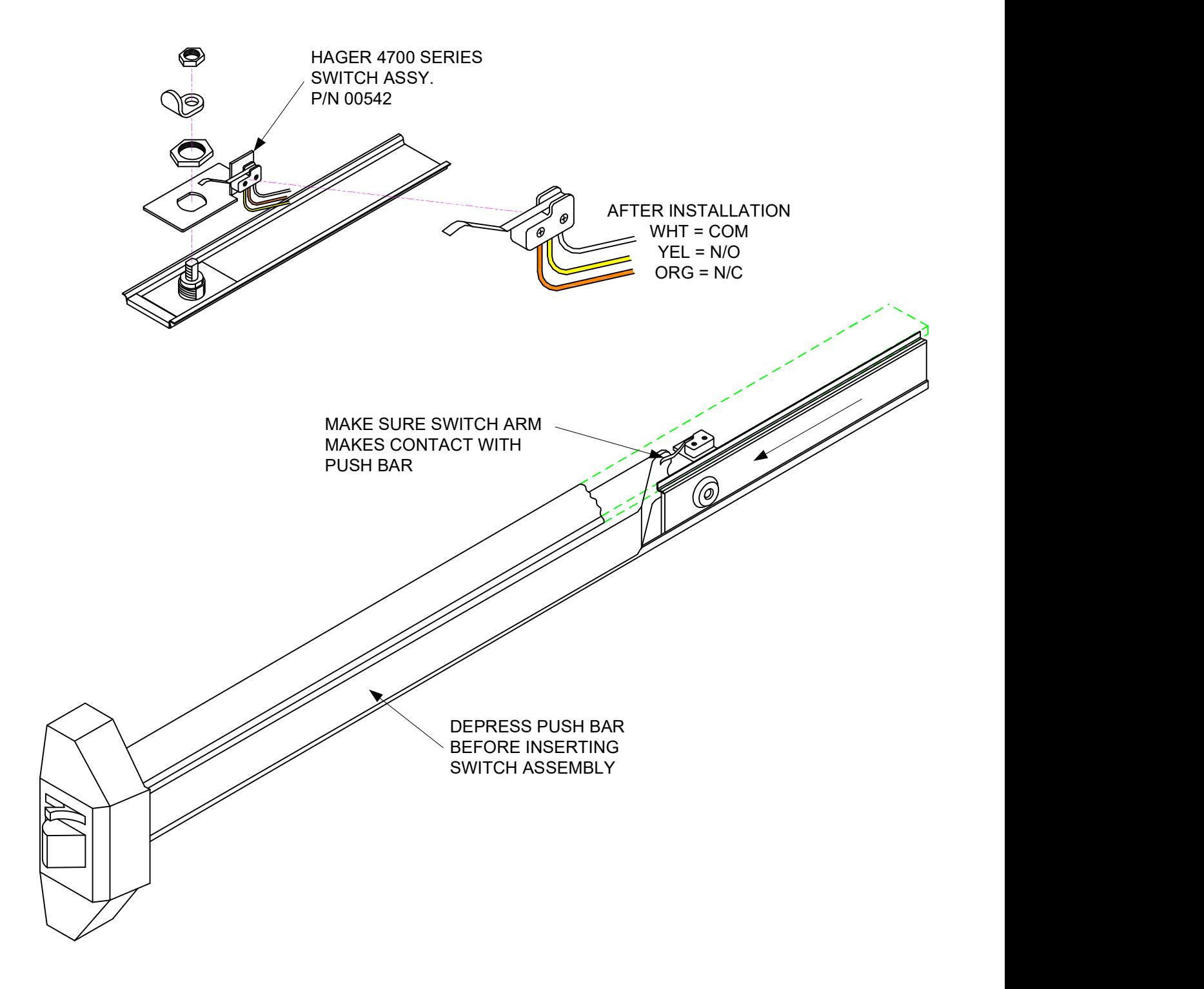 Hager Installation Instructions 542 MONITORING SWITCH KIT HAGER 4700 SERIES image on page 1