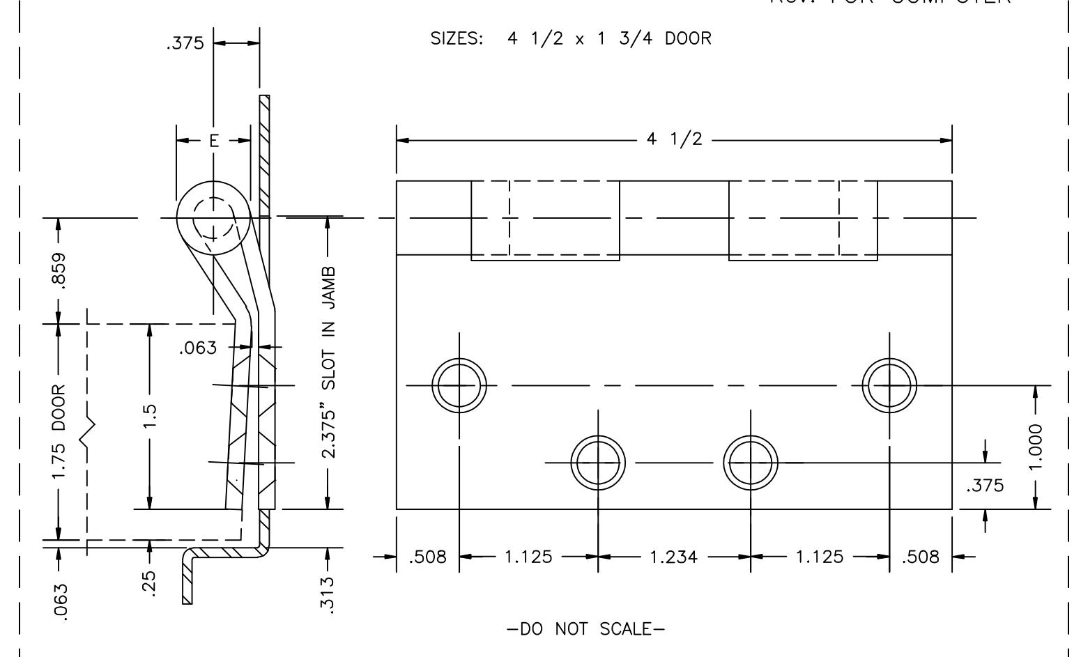 Hager Template for Raised Barrel Beveled Hinges diagram on page 1