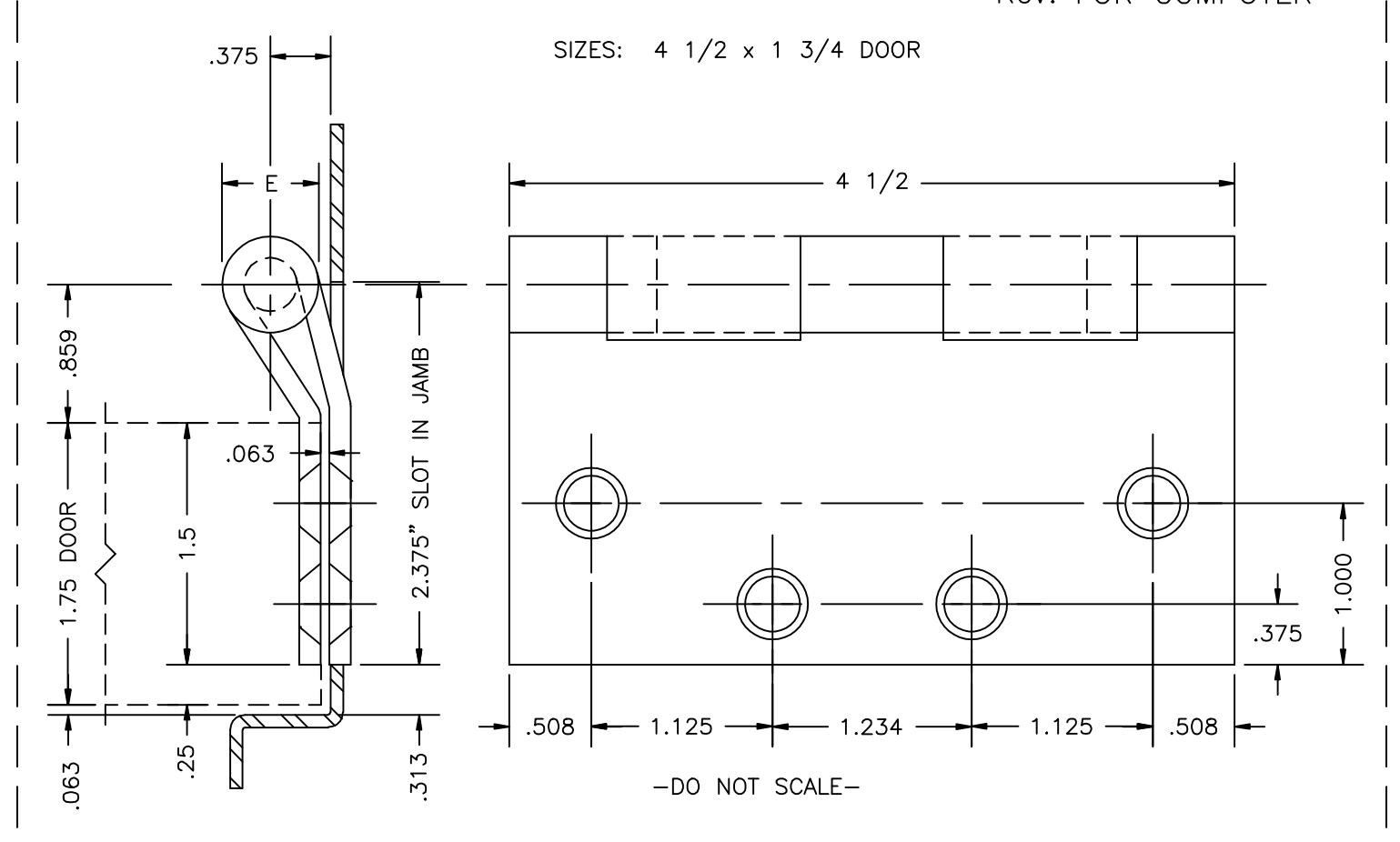 Hager Template for Raised Barrel Square Hinges diagram on page 1