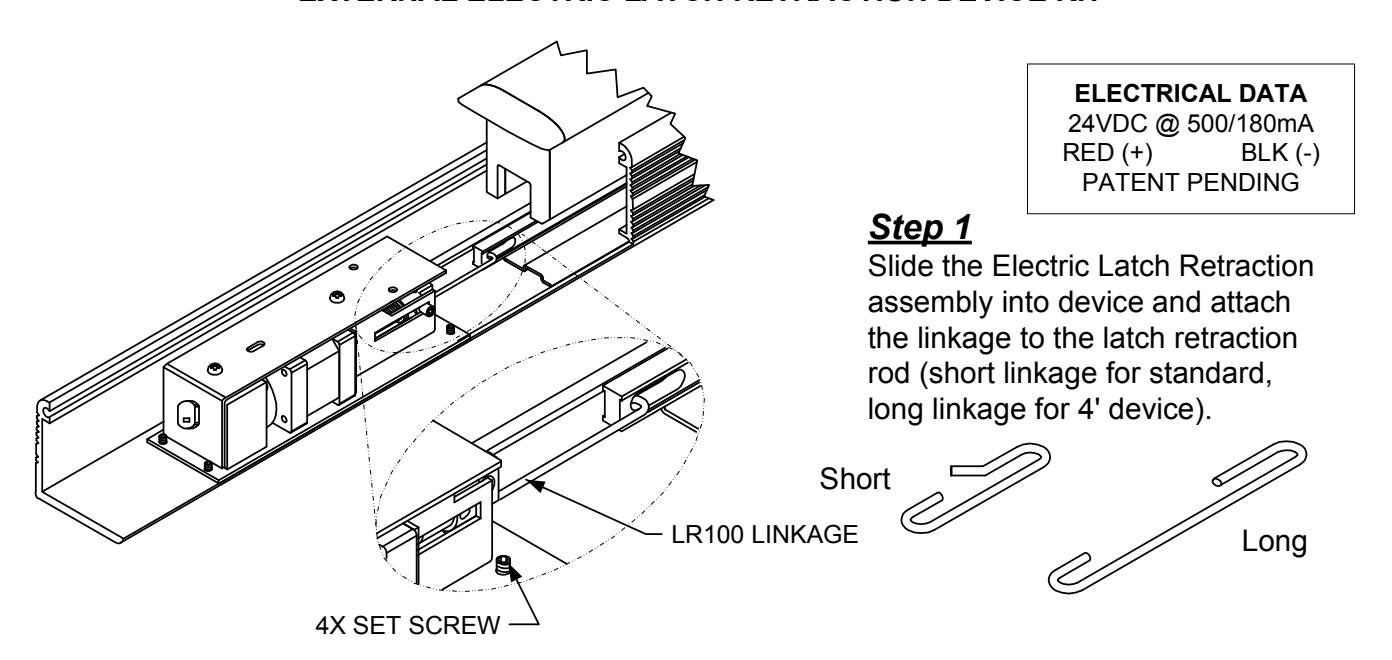 INSTALLATION INSTRUCTIONS LR100HK-EM Hager EXTERNAL ELECTRIC LATCH RETRACTION DEVICE KIT diagram on page 1