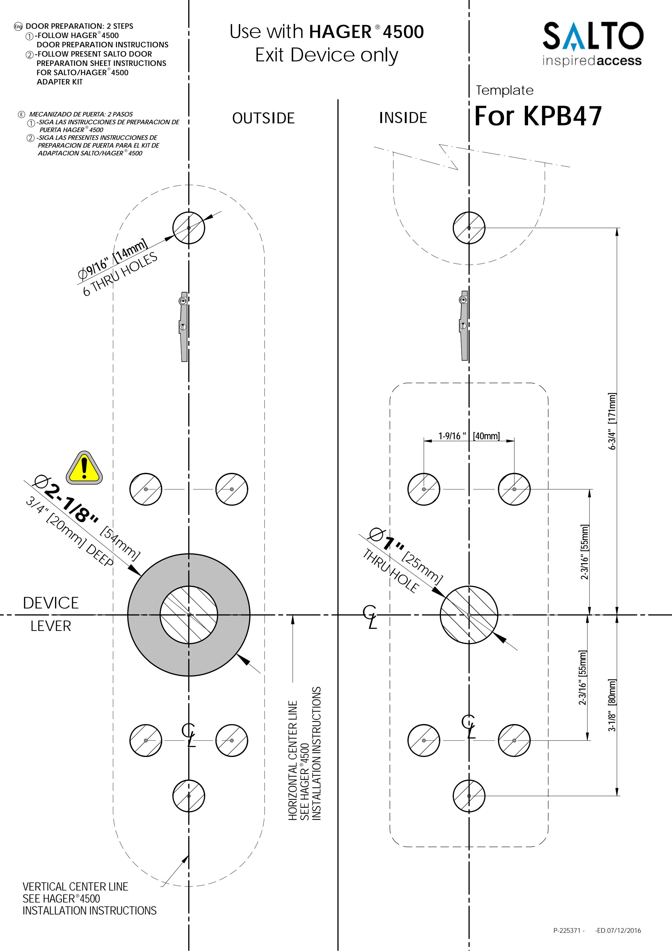 KPB47 Template with 4500 Exit Device hager_4500_template_kpb47_225371 diagram on page 1
