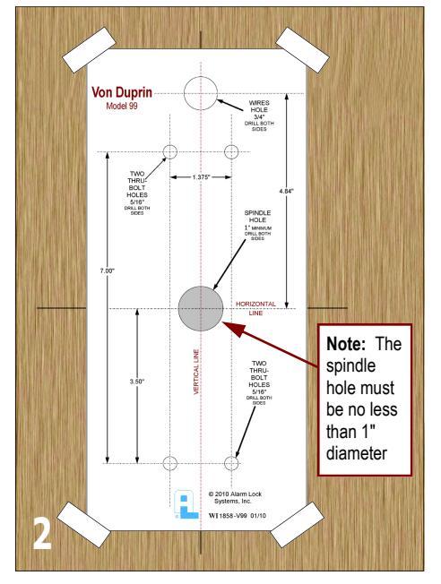 Alarm Lock ETDLN, ETPDLN Installation Instructions and Template For Von Duprin Model 99 diagram on page 2