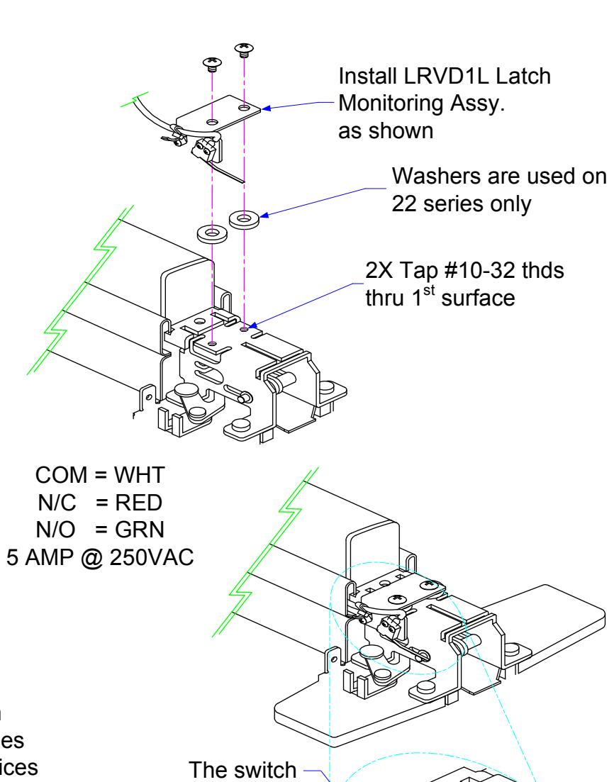 INSTALLATION INSTRUCTIONS LRVD1L LATCH STATUS SWITCH KIT VON DUPRIN 98-99-22 SERIES image on page 1