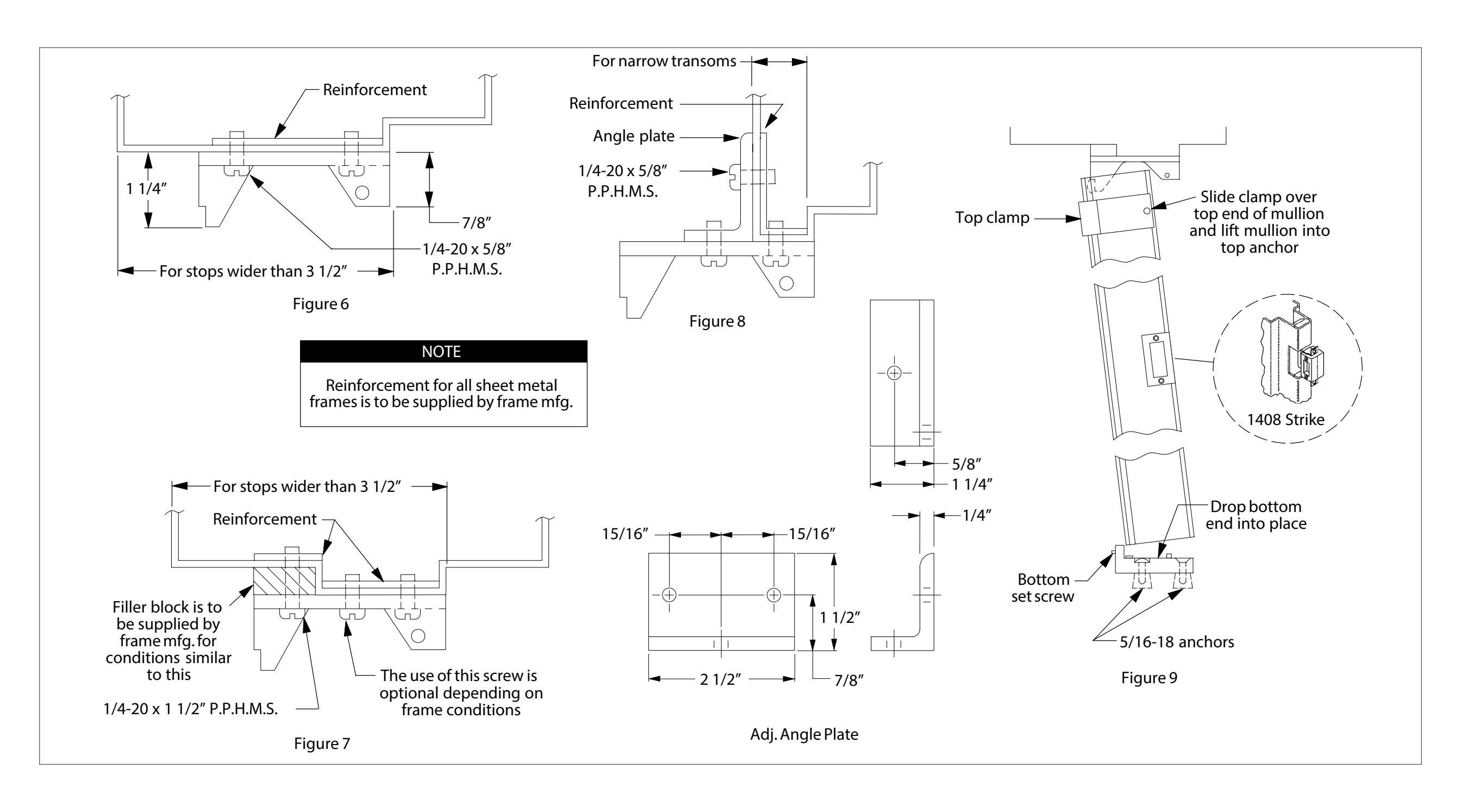 Von Duprin 1408 Strike For Use With 22 Series Exit Device Template diagram on page 2