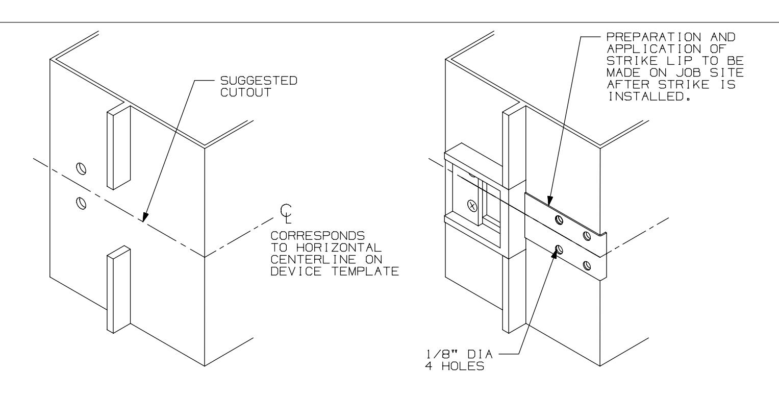 Von Duprin 1409 Strike Used With 55EO, 55DT, 55NL For Metal Doors Template image on page 1