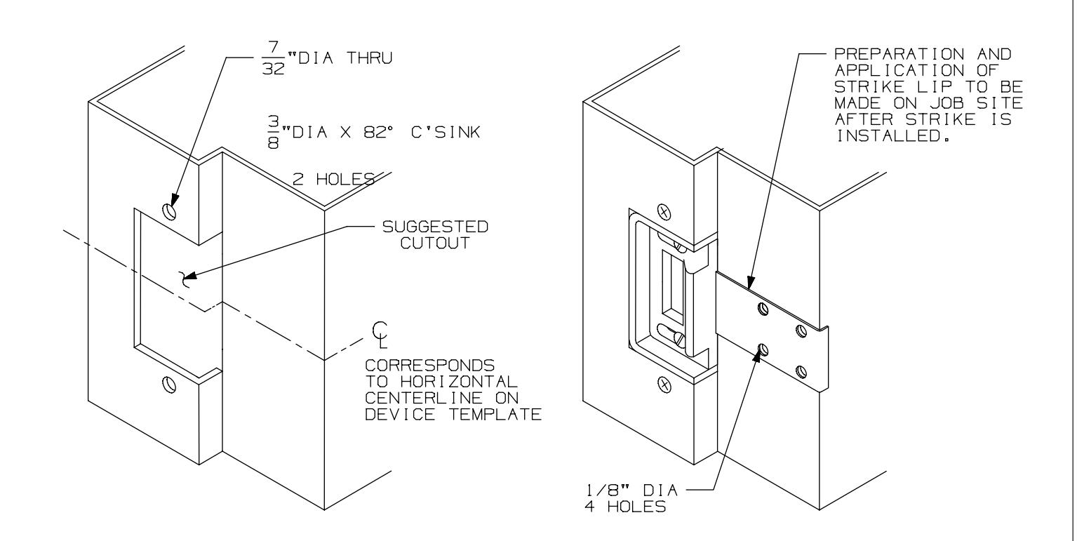 Von Duprin 1410 Strike For Use With 22 Rim Series Exit Device Template image on page 1