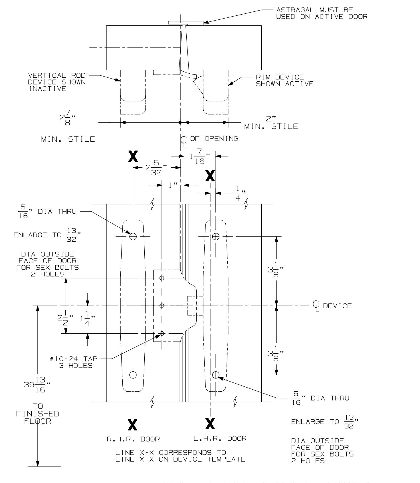 Von Duprin 1609 J Strike Template diagram on page 1