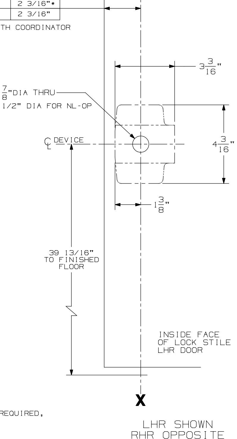 Von Duprin 2227 Series SVR Device Wood Door Template image on page 1