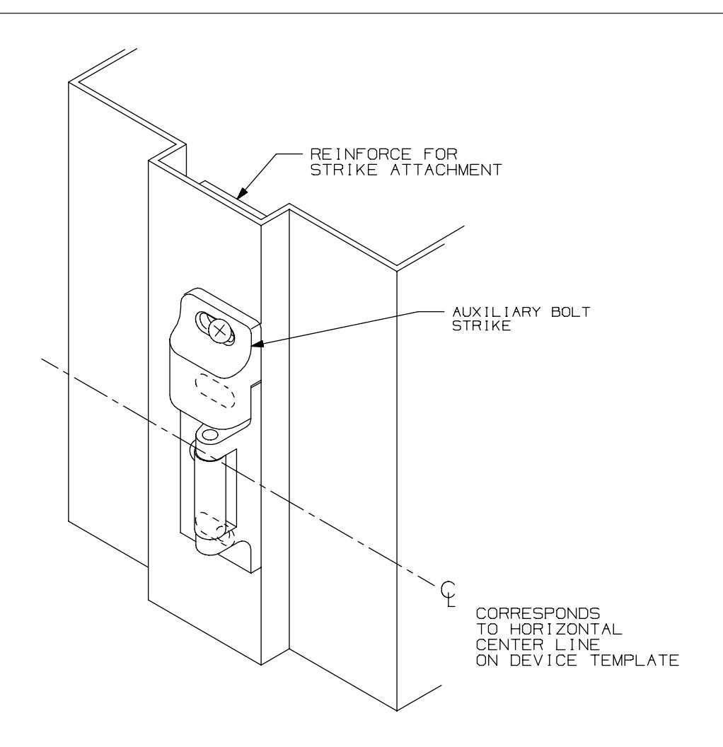 Von Duprin 268 Strike Used with e 88-F Rim, E88-F Rim For Metal Applications Template diagram on page 1