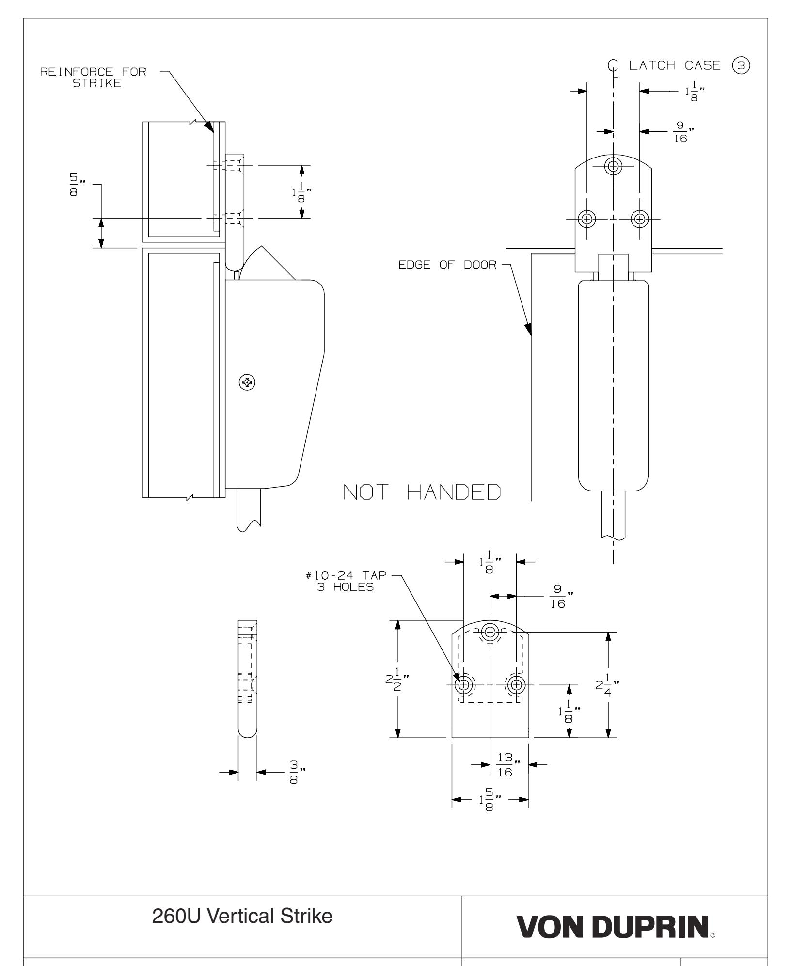 Von Duprin 3260U Strike Used with 8827 For Metal Applications Template diagram on page 1