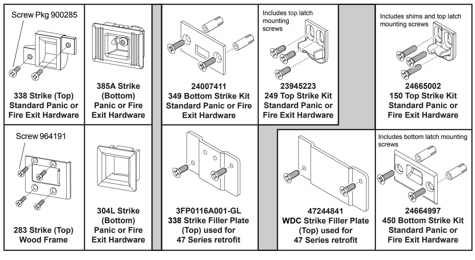 Von Duprin 33 3547A and 33 3549A Series Exit Devices Parts Manual 105676 diagram on page 3