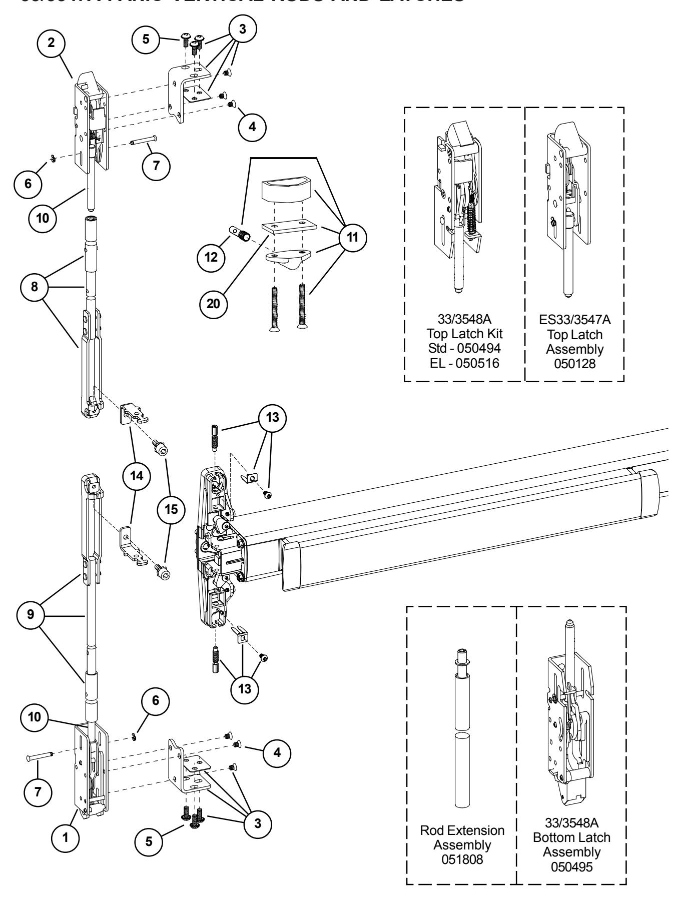 Von Duprin 33 3547A and 33 3549A Series Exit Devices Parts Manual 105676 diagram on page 6