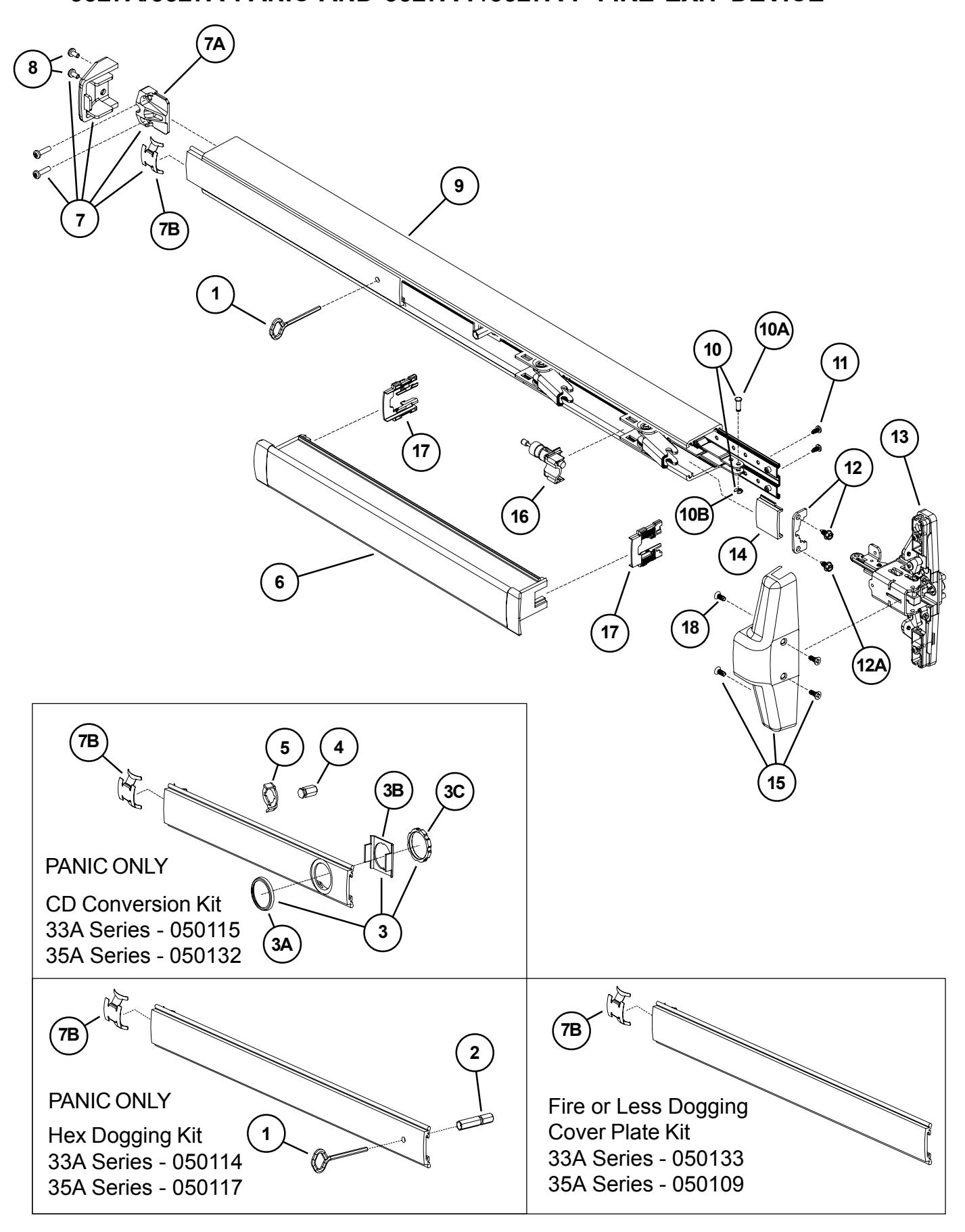Von Duprin 3327A 3527A Series Exit Devices Parts Manual 108718 diagram on page 4