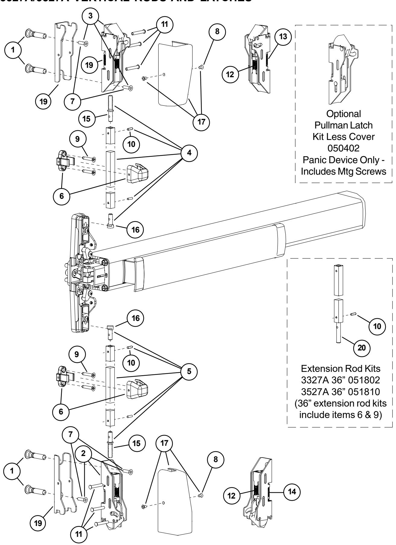 Von Duprin 3327A 3527A Series Exit Devices Parts Manual 108718 diagram on page 6
