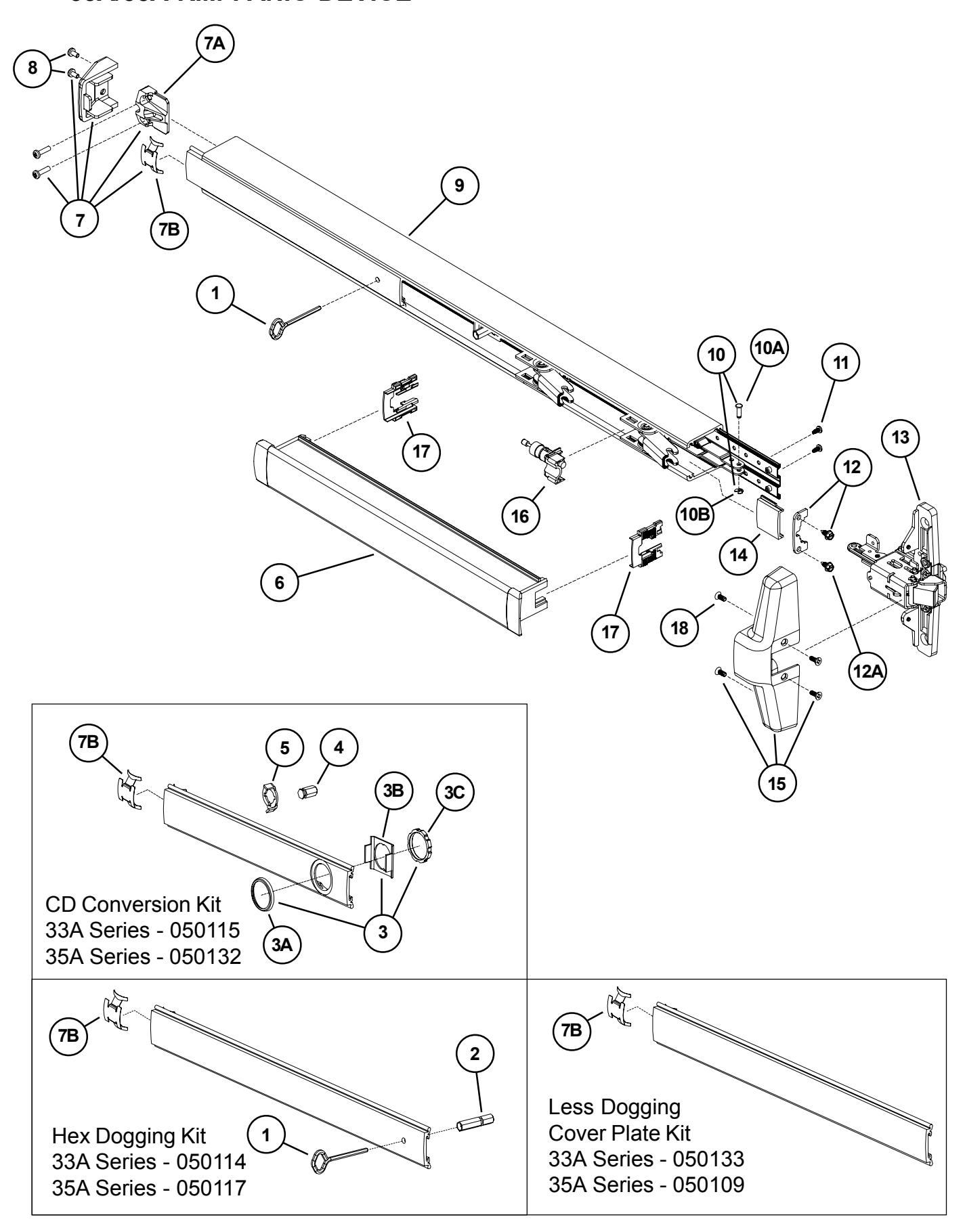 Von Duprin 33A 35A Series Rim Exit Devices Parts Manual 108717 diagram on page 4