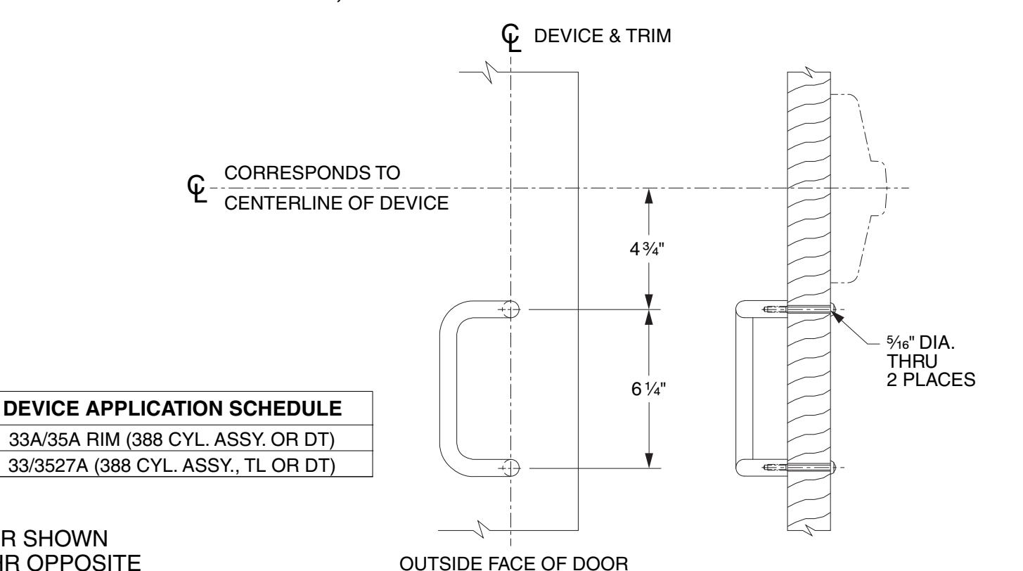 Von Duprin 392-6 Pull Below Center and On Center For Use With 33A, 35A, 3327A, 3527A, 3347A-WDC, 3547A-WDC Devices For Wood D