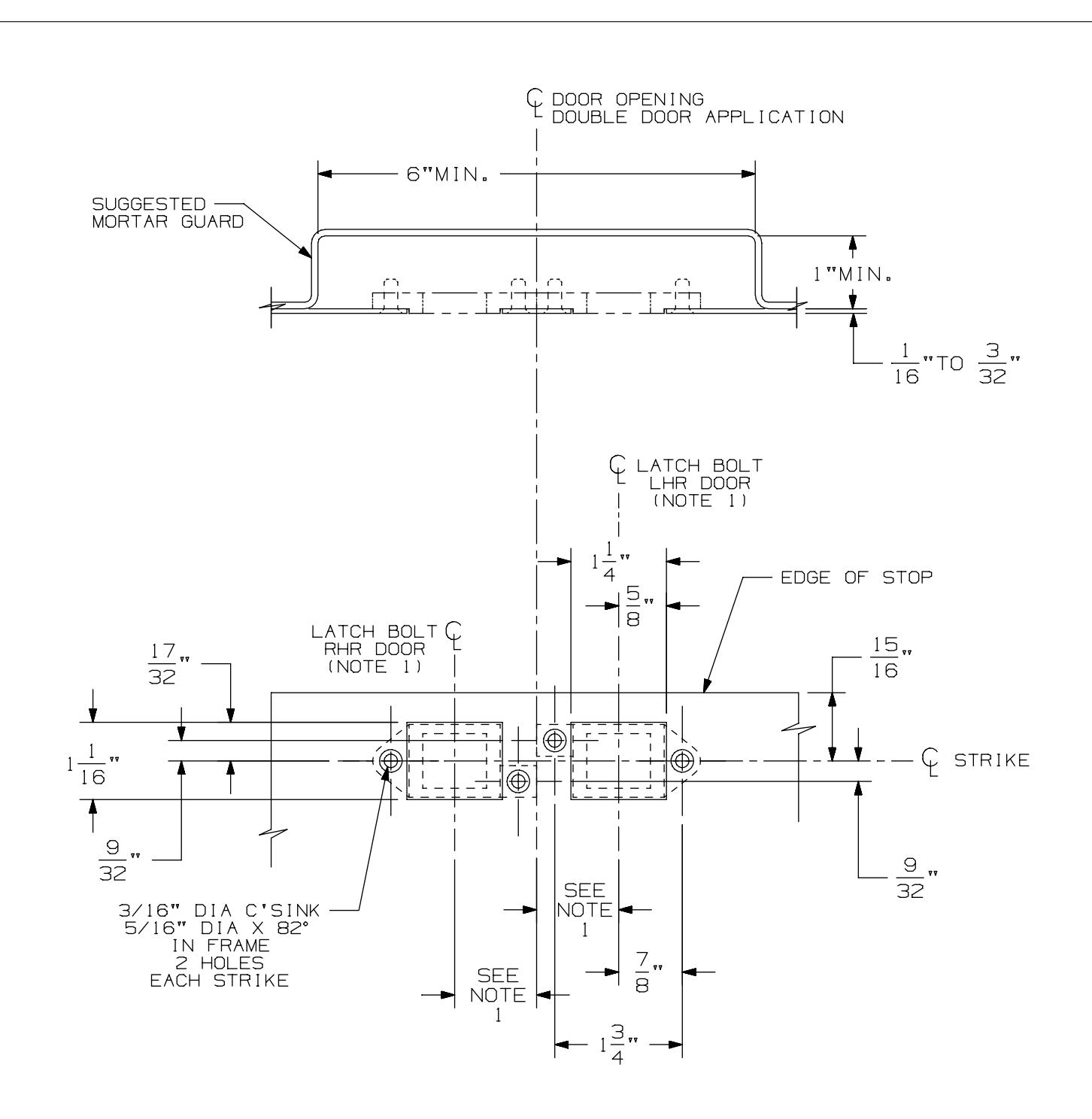 Von Duprin 471U Strike Used With 5547 Rim For Metal Doors Template diagram on page 1