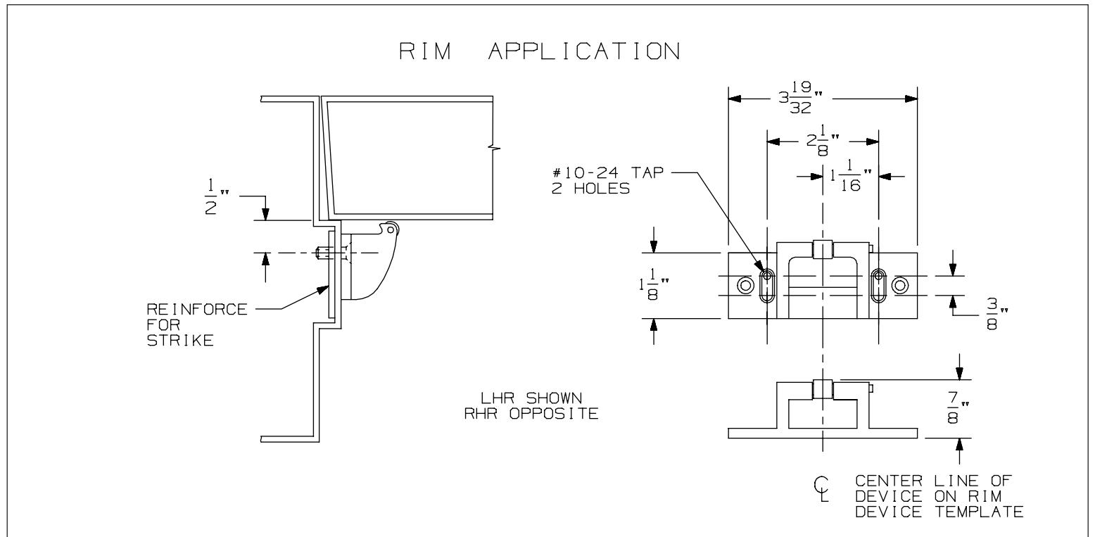 Von Duprin 499F Strike For Use With 22-F and 2227-F-LBR Series Exit Device Template diagram on page 1