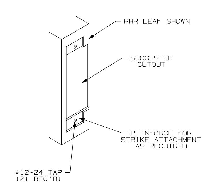 Von Duprin 575-2 Dbl Door Strike Used With 5575EO-F, 5575NL-F, 5575L-F For Metal Doors Template diagram on page 1