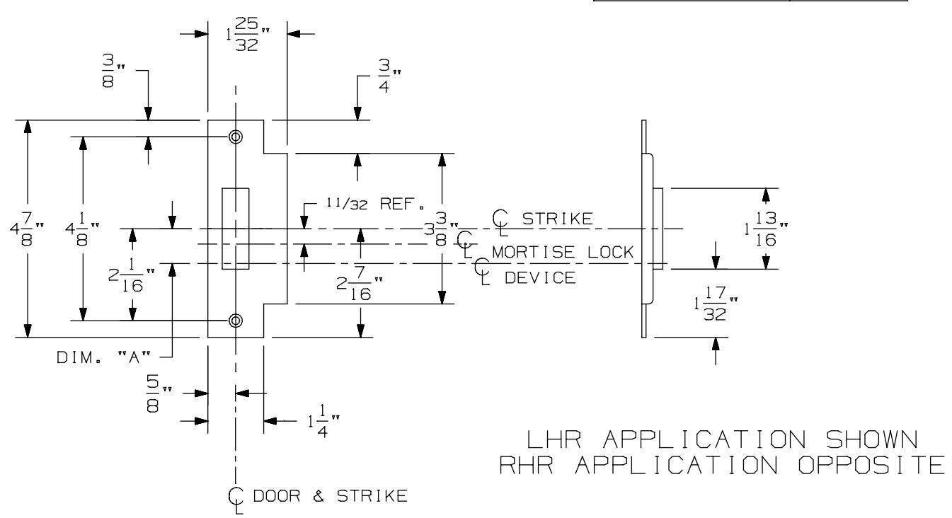 Von Duprin 575 Sgl Door Strike Used with 8875, 8875-F, E8875, E8875-F For Metal Applications Template diagram on page 1