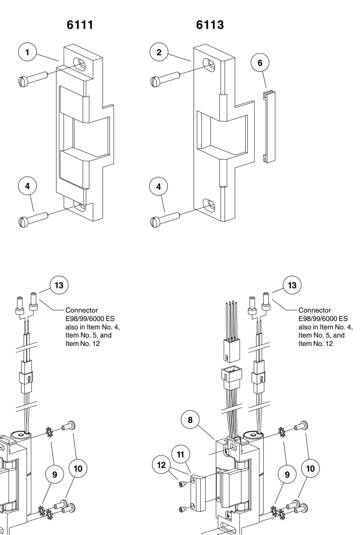 Von Duprin 6000 Series Electric Strikes Parts Manual 108727 image on page 11