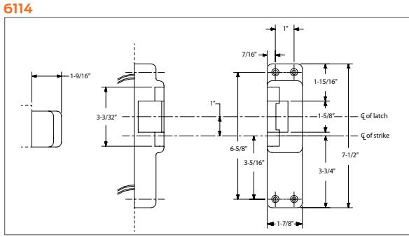 Von Duprin 6100 Electric Strike Data Sheet 105282 diagram on page 3