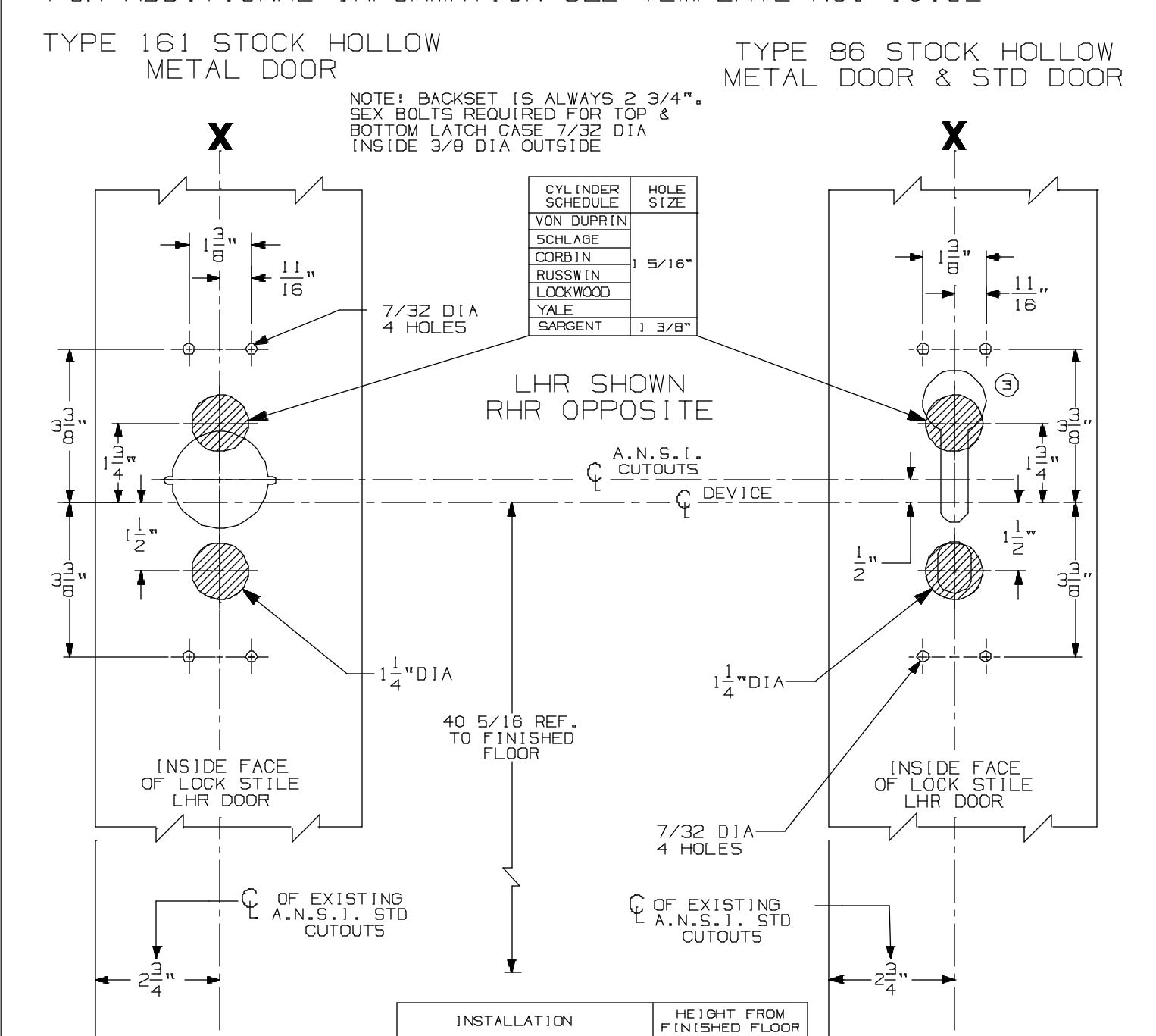 Von Duprin 8827K Vertical Rod Device with 880 Trim for Stock Hollow Metal Applications Template diagram on page 1