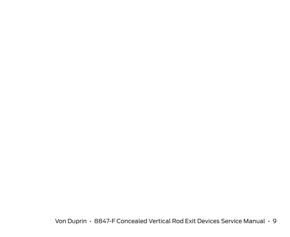 Von Duprin 8847 F Concealed Vertical Rod Exit Device Parts Manual 107097 image on page 9