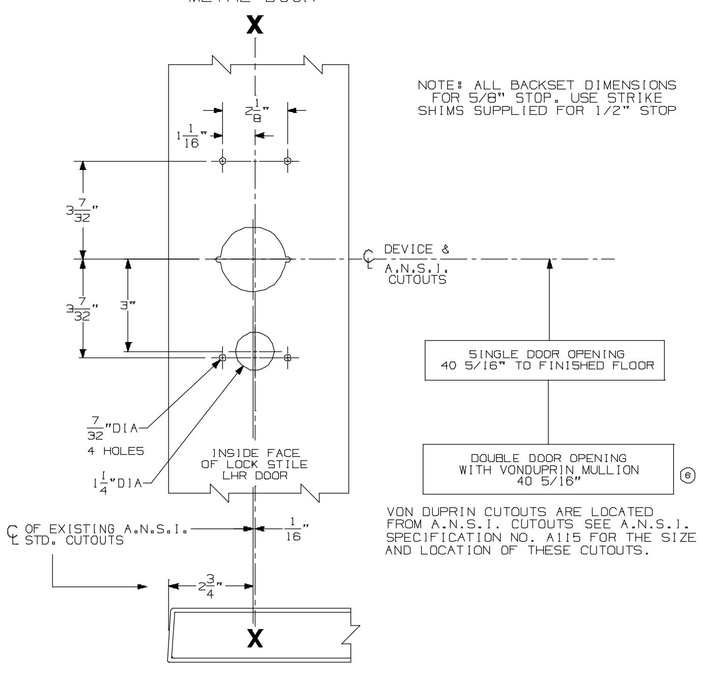Von Duprin 88K Rim Devices with 880 Trim for Type “161” Stock Hollow Metal Applications Template diagram on page 1