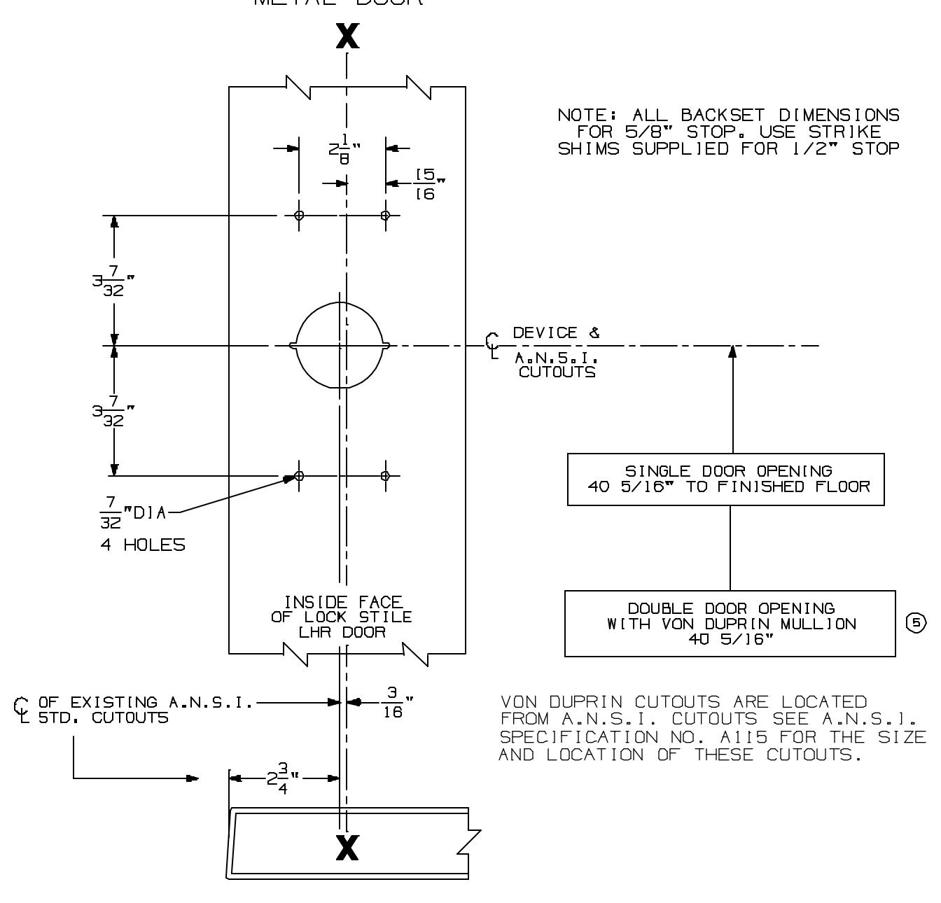 Von Duprin 88NL Rim Device with 880 Trim for Type “161” Stock Hollow Metal Applications Template diagram on page 1